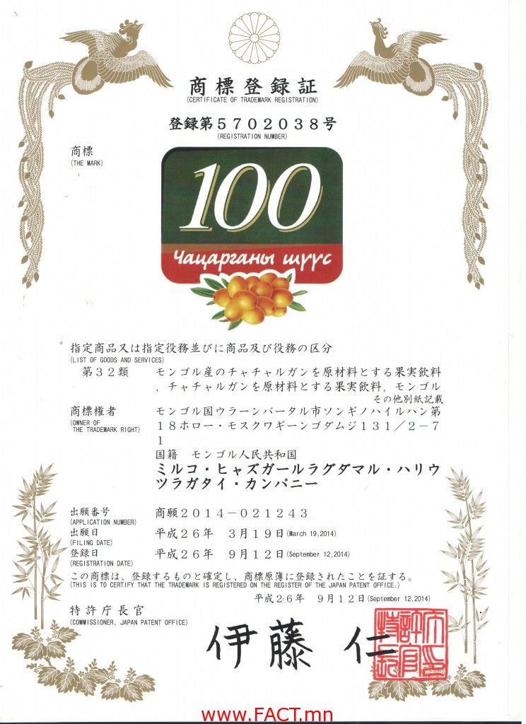 Japan 100 patent