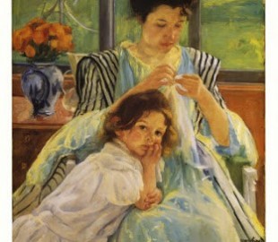 Young-Mother-Sewing-Print-C10096865