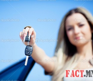 Girl with car key