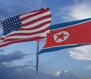 American and North Korean Flags 3D Illustration