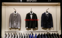 FILE PHOTO: Jackets are on display in the Hugo Boss section in the Central Universal Department Store in Kiev